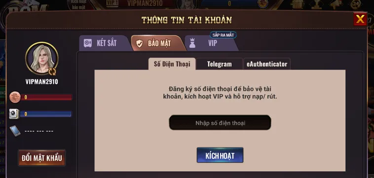 Kích Hoạt Số Điện Thoại Để Đảm Bảo An Toàn Cho Tài Khoản Của Bạn Tại BomWin 
