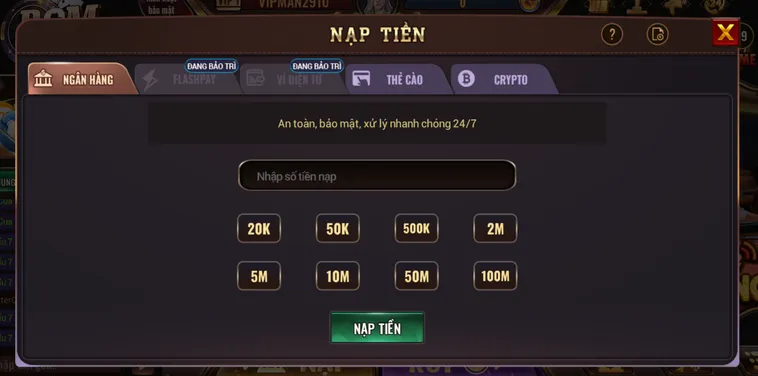 Nạp Tiền BomWin Qua Tài Khoản Ngân Hàng An Toàn Chuyên Nghiệp Dành Cho Mọi Game Thủ