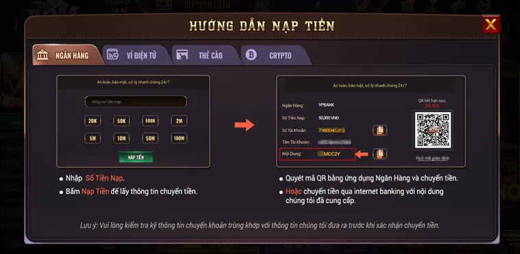 Hướng Dẫn Chi TIết Nạp Tiền Qua Tài Khoản Ngân Hàng Tại BomWin An Toàn Chuyên Nghiệp Dành Cho Mọi Game Thủ