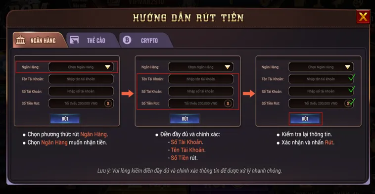 Hướng Dẫn Rút Tiền Qua Tài Khoản Ngân Hàng BomWin An Toàn Nhanh Chóng Cho Mọi Người Chơi