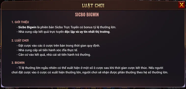 Sicbo BigWin Tại BomWin Sảnh Chơi Đấu Trí Đẳng Cấp Đỉnh Cao Cho Mọi Cao Thủ